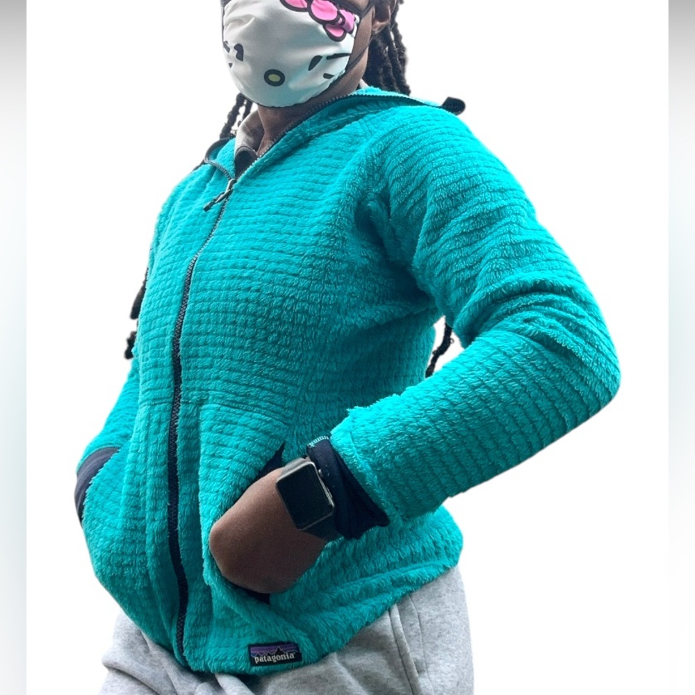 Patagonia Excellent Teal Blue color- block fleece REVERSIBLE full zip jacket - Picture 4 of 17